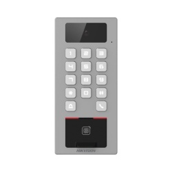 HIKVISION DS-K1T502DBFWX-C Terminal de Control de Acceso / Videoportero Multiapartamento Llamada a App / Teclado / Exterior Antivandalico IP65 & IK09 / Huella Tarjeta Codigo QR PIN o App Hik-Connect /