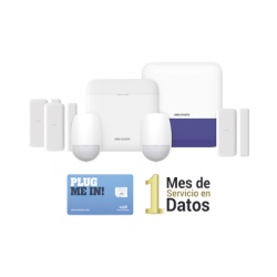 HIKVISION DS-PWA48-KSDV2 Kit de Alarma Inalámbrica / 48 Zonas / GSM 3G/4G Dual SIM / Wi-Fi 2.4 GHz / 433 MHz / Sirena Exterior / PIR y Contactos Magnéticos