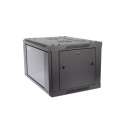 HIKVISION DS-XS6406-S/B Gabinete para Montaje en Pared - Piso / Puerta de Cristal Templado / Cuerpo Fijo / 6 Unidades de Rack / 19" / Fabricado en Acero