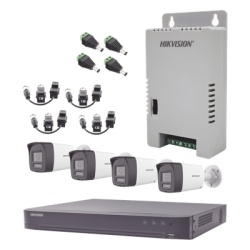 HIKVISION KH-4K-4B-TWA Kit de Videovigilancia TurboHD / DVR 4 Canales 4K / 4 Cámaras Bala 3K / Audio Bidireccional / Dual Light 30 m (98.4 ft) / IP67 / Fuente 12VDC