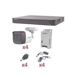 HIKVISION KH1080P4BW Kit de Videovigilancia TurboHD / DVR 4 Canales Pentahíbrido / 4 Cámaras Bala 1080p / Lente 2.8 mm / IR 20 m (65.6 ft) / Fuente Triple Voltaje