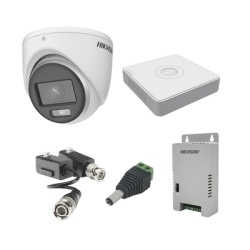 HIKVISION KH1080PL4EC KIT COLORVU TURBOHD 1080pLite / DVR 4 Canales / 4 Camaras Eyeball (exterior) / Transceptores / Conectores / Fuente de Poder Profesional
