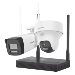 HIKVISION NKS422W02H Kit de Videovigilancia IP Inalámbrico / NVS 4 Canales / 2 Cámaras Wi-Fi 2 Megapixel / Dual Light 30 m (98.4 ft) / Audio Bidireccional / Lente 2.8 mm / 97° HFOV
