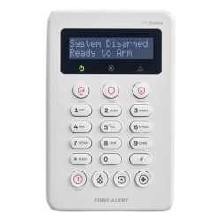 HONEYWELL HOME RESIDEO VISTAHPKP Teclado alfanumérico 2 líneas / Diseño slim / Teclas de armado rápido y emergencia / Tamper integrado / Hasta 8 por sistema