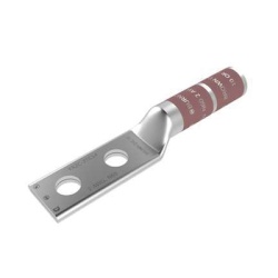 HUBBELL BURNDY HUB-YA2-C2T-C14 Zapata Terminal de Compresion de Barril Largo con Doble Ojillo para Tornillo 1/4" y Cable 2 AWG / Espaciado de 5/8".