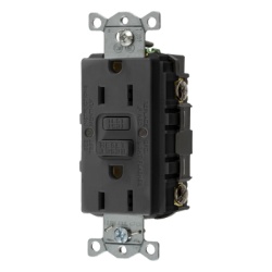 HUBBELL HUB-GFR-ST-15-BK Contacto de Auto-verificacion GFCI con Interruptor de Falla a Tierra de 15 A 125 V 2 Polos 3 Hilos Color Negro (Nema 5-15R) Grado Comercial.