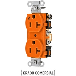 HUBBELL HUB-IG5352 Contacto Duplex Conexion a Tierra Aislada/ 20 A 125 V/ 2 polos 3 Hilos/ Color naranja/ Nema 5- 20R/ Grado Comercial.