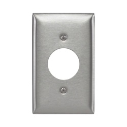 HUBBELL HUB-SS7 Placa para Receptaculo Sencillo de 15 y 20 A de Entrada Recta y para Receptaculo de 15 A de Media Vuelta/ 1.4" (35.56 mm) / Acero Inoxidable.