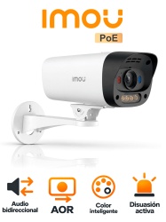 IMOU IPC-PS5EN-3V0 - Cámara Bullet IP 3MP/ Lente 3.6mm/ Audio Bidireccional/ Full Color/ Soporta MicroSD de Hasta 512Gb/ AOR mode/ Iluminación de Hasta 30 Mts/ Para Exterior / IP67 / Luz de Advertencia Roja & Azul
