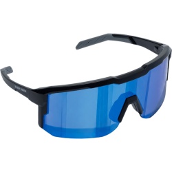 KLEIN TOOLS 22102 Lentes de Seguridad Blade / Micas Azules Espejadas / Policarbonato / ANSI Z87.1+ 2020 y MIL-PRF 32432A Clase 1 / Protección UV 99.9% / Antiempañamiento y Anti-rayas / Semimarco Nylon Negro / Incluye Bolsa de Microfibra
