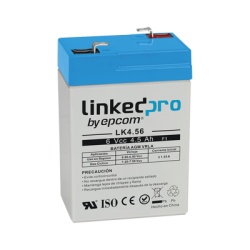 LINKEDPRO BY EPCOM LK4.56 Bateria de respaldo 6 V | 4.5 Ah | AGM | Especial para Seguridad Electronica | UPS | Sistemas de Emergencia | Vida util 5 anos | Terminales F1 + Adaptador F2