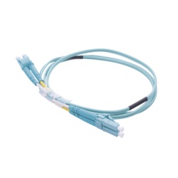 LINKEDPRO BY EPCOM LP-FOM4-LCLC-R01 Jumper de Fibra Optica Multimodo OM4 50/125 LC-LC OFNR (Riser) 2.0 mm Duplex Aqua 1 metro (3.28 pies)