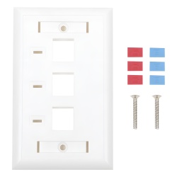 LINKEDPRO BY EPCOM LP-FP-23 Placa de Pared de 3 Puertos Keystone con Espacio para Etiqueta - Color Blanco