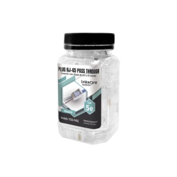 LINKEDPRO BY EPCOM TC5S-PASS Bote con 100 Plugs Pass Through RJ45 Cat5e Blindado Chapado de Oro a 30 Micras para Durabilidad Extrema