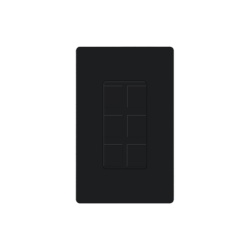 LUTRON ELECTRONICS CA-6PF-BL Marco de 6 puertos personalizable en campo para jacks modulares de red coaxial BNC y fibra optica color negro; placa de pared y conectores se venden por separado