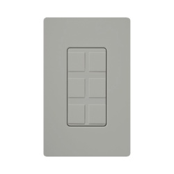 LUTRON ELECTRONICS CA6PFGR Marco de 6 puertos color gris para conectores snap-in de red fibra coaxial y telefonia linea Claro incluye 6 insertos ciegos; placa de pared se vende por separado