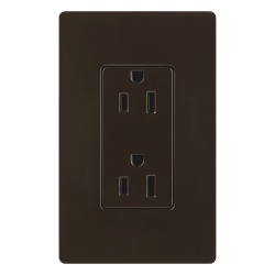 LUTRON ELECTRONICS CAR-15-BR-S Tomacorriente duplex de 15 A y 125 V color cafe linea Claro para combinar con controles y placas Lutron de estilo Designer