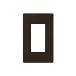LUTRON ELECTRONICS CW1-BR Placa de pared Claro de 1 espacio (1-gang) sin tornillos visibles apertura tipo decorador acabado brillante color cafe para atenuadores e interruptores Lutron