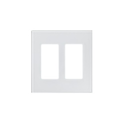 LUTRON ELECTRONICS LFGR-2-CWH Placa frontal de cristal de 2 espacios para atenuadores teclados y controles Pico Lutron con apertura tipo Designer sin tornillos visibles cristal claro con pintura blanc