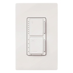 LUTRON ELECTRONICS MACL-LFQ-WH Control de pared dual Maestro LED+ para ventilador de techo y luz: 4 velocidades y atenuador de 75 W LED o 250 W incandescente 120 V unipolar sin cable neutro