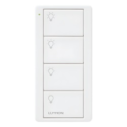 LUTRON ELECTRONICS PJ24BGWHL31 Control remoto inalambrico Pico de 4 botones para 3 escenas de iluminacion y apagado bateria de 10 anos para Caseta Wireless RA2 Select RadioRA y HomeWorks