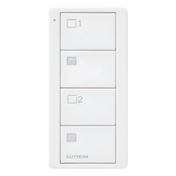 LUTRON ELECTRONICS PJ24BGWHS21 Control Pico inalambrico de 4 botones para 2 grupos de cortinas o persianas con apertura y cierre por grupo bateria CR2032 de hasta 10 anos color blanco brillante