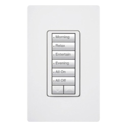 LUTRON ELECTRONICS RRDHN6BRLWH Teclado hibrido C?L de 6 botones con subir/bajar y atenuador integrado de 450 W (100 W en LED/CFL) requiere neutro para sistema RadioRA 2 color blanco