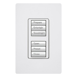 LUTRON ELECTRONICS RRDW3BDWH Botonera de pared con dos grupos de 3 botones retroiluminados para controlar luces cortinas y escenas en el sistema RadioRA 2 requiere neutro color blanco