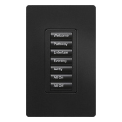 LUTRON ELECTRONICS RRDW7BMN Teclado de pared seeTouch de 7 botones retroiluminados para control de escenas de luces y cortinas en sistema RadioRA 2 color Midnight satinado