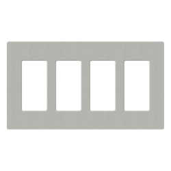 LUTRON ELECTRONICS SC4PB Placa de pared de 4 espacios sin tornillos visibles para atenuadores y controles Lutron Maestro Diva Pico y Skylark