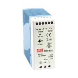 MEANWELL MDR-40-5 Fuente de Poder Industrial / Riel DIN / 5VCC 40W / Entrada Universal 85-264VAC / 1.31 x 3.54 x 3.94 in