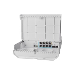 MIKROTIK CSS610-1GI-7R-2S+OUT (CSS610-1Gi-7R-2S+OUT) netPower Lite 7R Switch Smart 7 puertos PoE Inverso Gigabit 2 SFP+ 10G para exterior