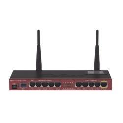 MIKROTIK RB2011UIAS-2HND-IN Router Board 10 Puertos Ethernet 1 Puerto SFP Wi-Fi de Gran Cobertura 2.4 GHz Antenas de 4 dBi hasta 1 Watt de potencia