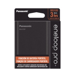 PANASONIC BQCCC87ABK Cargador para baterias y power bank 2 en 1 carga individual y/o simultanea hasta 4 baterias (AA y AAA Ni-MH )