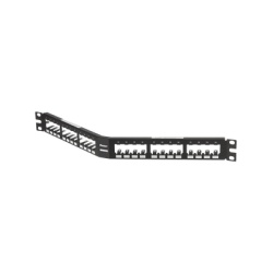 PANDUIT CPA24BLY Panel de Parcheo Modular Mini-Com (Sin Conectores) Angulado Totalmente Blindado de 24 Puertos 1UR