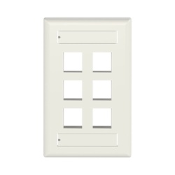 PANDUIT NK6FIWY Placa de Pared Vertical Salida Para 6 Puertos Keystone Con Espacios Para Etiquetas Color Blanco Mate