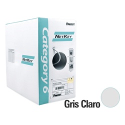 PANDUIT NUR6C04IG-M Bobina de Cable UTP de 305 Metros (1000 Pies) de Cobre NetKey Gris Claro Categoria 6 (24 AWG) 1000Mbps Riser (CMR) de 4 Pares