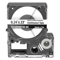 PANDUIT T024X000FJM-BK Casete de Etiquetas de Poliolefina de Cinta Continua Color Negro Sobre Blanco Uso Interior/Exterior 5.82 mm de Ancho x 7 Metros (22.97 Pies) de Largo