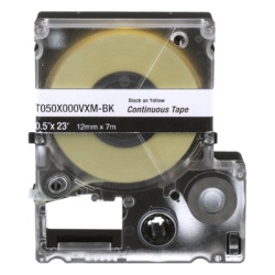 PANDUIT T038X000VXM-BK Casete de Etiquetas de Vinilo de Cinta Continua Color Negro Sobre Amarillo Uso Interior/Exterior 9 mm de Ancho x 7 Metros (22.97 Pies) de Largo