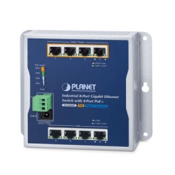 PLANET WGS-804HP Switch Industrial No Administrable Multiple Montaje (Pared Riel DIN y Magnetico) 8 Puertos Gigabit con 4 puertos PoE 802.3at Hasta 120 W.