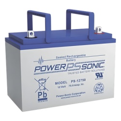 POWER SONIC PS-12750-U Bateria 12V 78.6AH Para Respaldo Tecnologias AGM/VRLA 10-12 Anos Vida Util Terminales U Reconocida UL