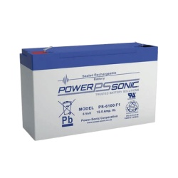 POWER SONIC PS-6100-F1 Bateria 6V 12AH Para Respaldo Tecnologias AGM/VRLA 5 Anos Vida Util Terminales F1 Reconocida UL