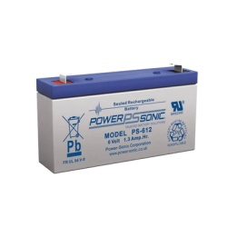 POWER SONIC PS612-F1 Bateria 6V 1.2AH Para Respaldo Tecnologias AGM/VRLA 5 Anos Vida Util Terminales F1 Reconocida UL