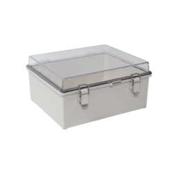 PRECISION PST-1929-14ET Gabinete Plastico ABS Puerta Transparente Uso en Intemperie IP66 (190 x 290 x 140 mm) cierre por Broche Inoxidable y Permite Cerrado con Candado y Llave (Perno 5mm) No Incluido