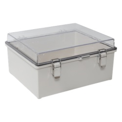 PRECISION PST-3546-16ET Gabinete Plastico ABS Puerta Transparente Uso en Intemperie (350 x 460 x 160 mm) Cierre por Broches Inoxidables y Permite Cerrado con Candado y Llave (Perno 5mm) No Incluido