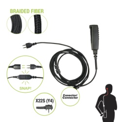 PRYME SNP-2W-22S-BF Cable para Microfono audifono SNAP intercambiable con conector para Radios Vertex VX160/180/210/230/231/350/351/354/400/410/417/420/424/427.