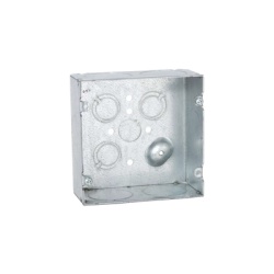 RACO HUB-259 Caja Cuadrada 4 11/16 x 4 11/16"/ Profundidad 2- 1/8"/ Cuenta con 6 Entrada de 1 1/4"/ 1 Entrada de 1/2" / 3 TKO (1/2"-3/4").