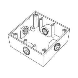 RAWELT RC-0487 Caja Cuadrada de 3/4" (19.05 mm) a Prueba de Intemperie/ Cuenta con 4 bocas.