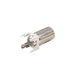 RF INDUSTRIES LTD RFF-1450-03 Conector F Hembra para PCB de Montaje Vertical Niquel/ Estano/ Polietileno.