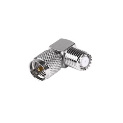 RF INDUSTRIES LTD RFU-630-7 Adaptador en Angulo Recto de Conector Mini UHF Macho a Mini UHF Hembra Cuerpo Cuadrado Niquel/ Oro/ Teflon.